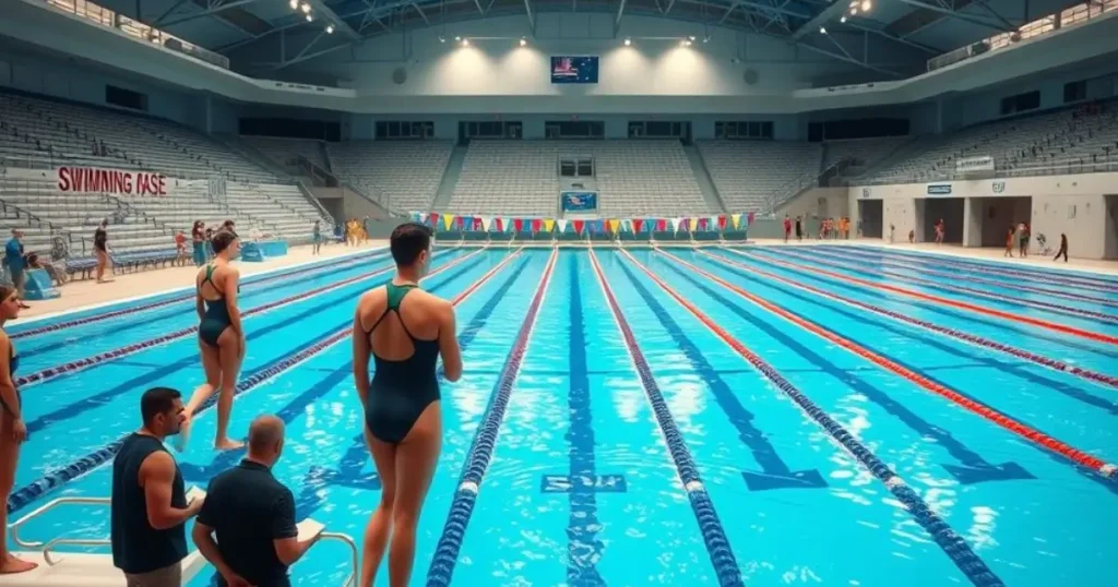  USA Swim Team and coaches preparing during the championship. Michael Phelps 